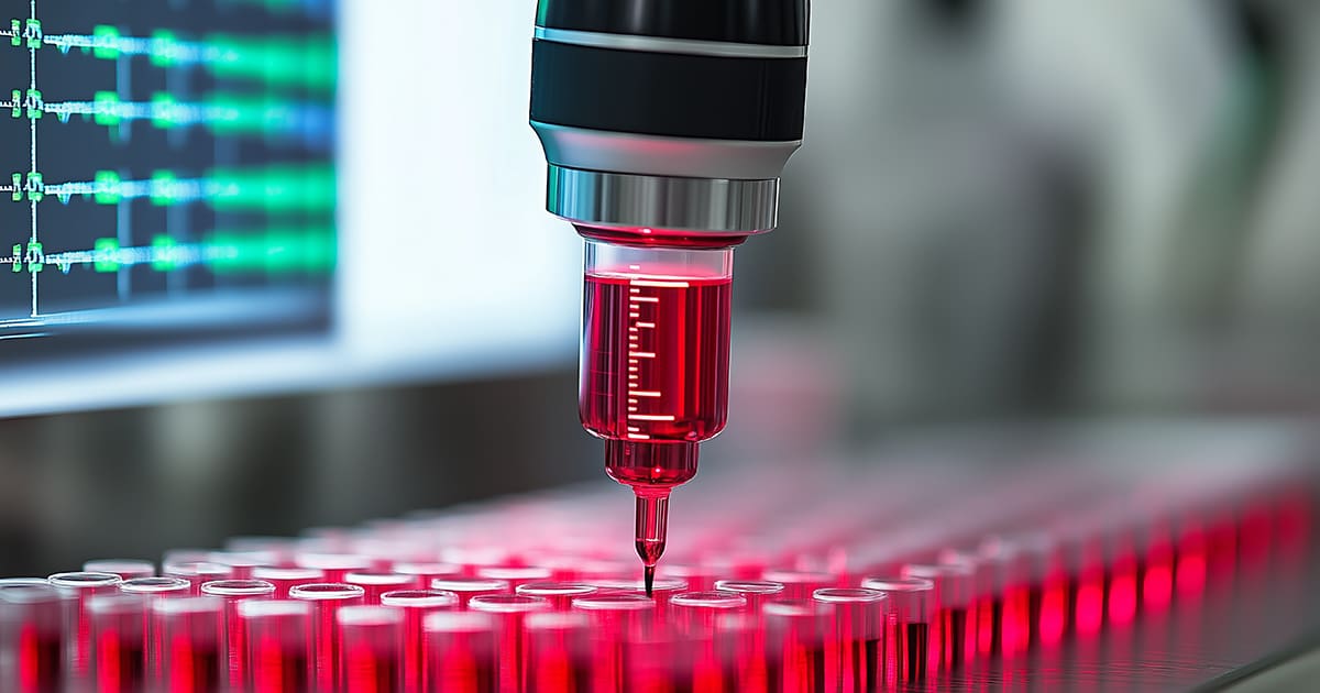 A high-tech pathology lab scene featuring an automated robotic a - LabLynx