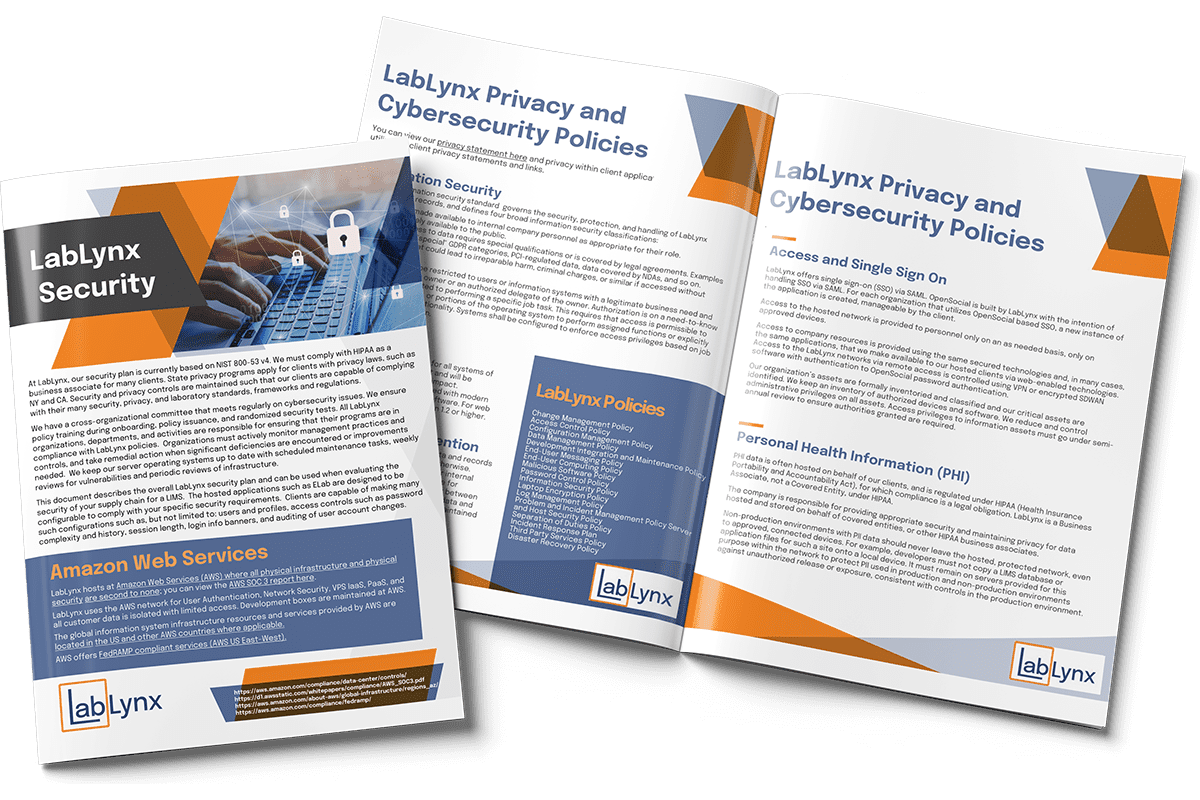 LabLynx Security Brochure – NIST 800-53, HIPAA Compliance & AWS Infrastructure | LabLynx LIMS