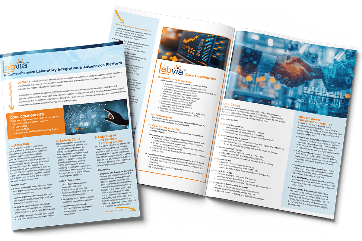 LabVia Integration & Automation Platform Datasheet – AI-Powered Lab Connectivity | LabLynx LIMS